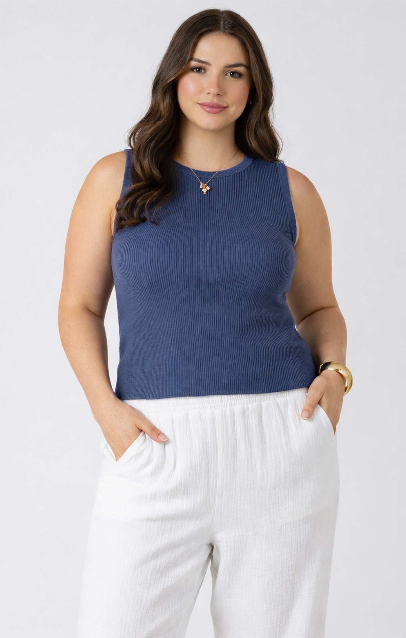 Waffle Knit Tank| Plus