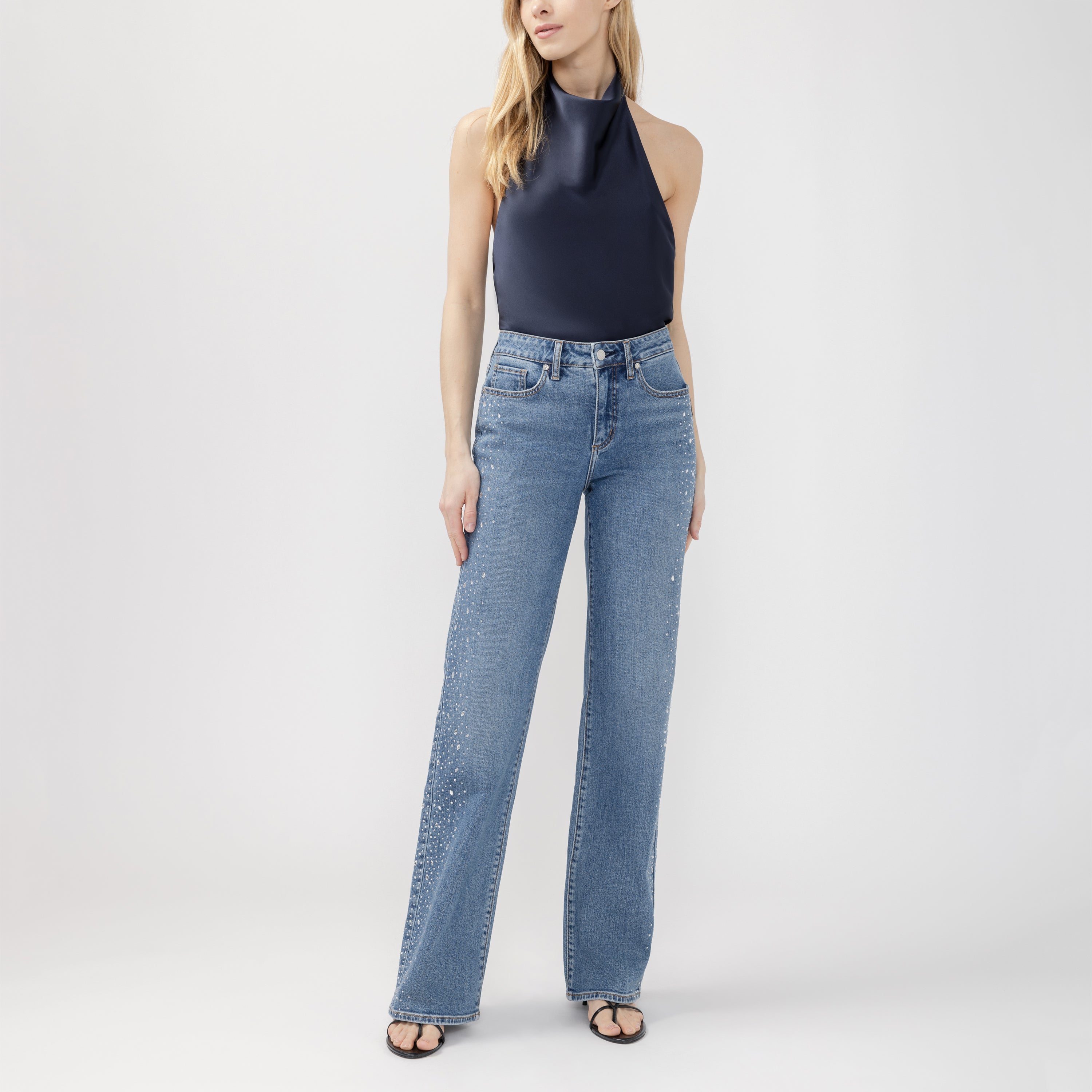Avery Trouser Leg Rhinestone Jeans