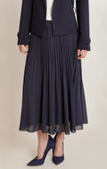 Pleated Flowy Pull On Midi Skirt