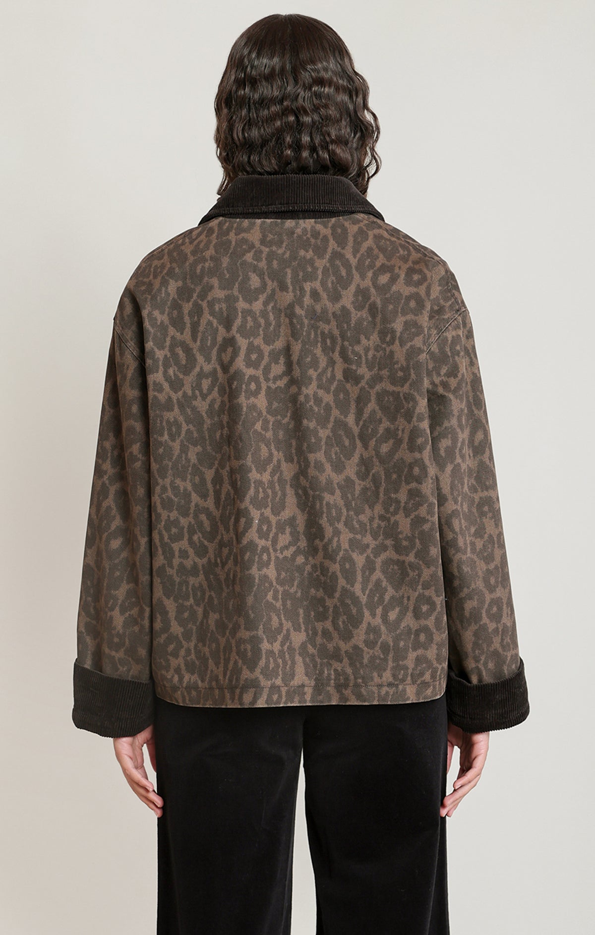Leopard Denim Barn Jacket