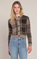 Plaid Crewneck Cropped Cardigan