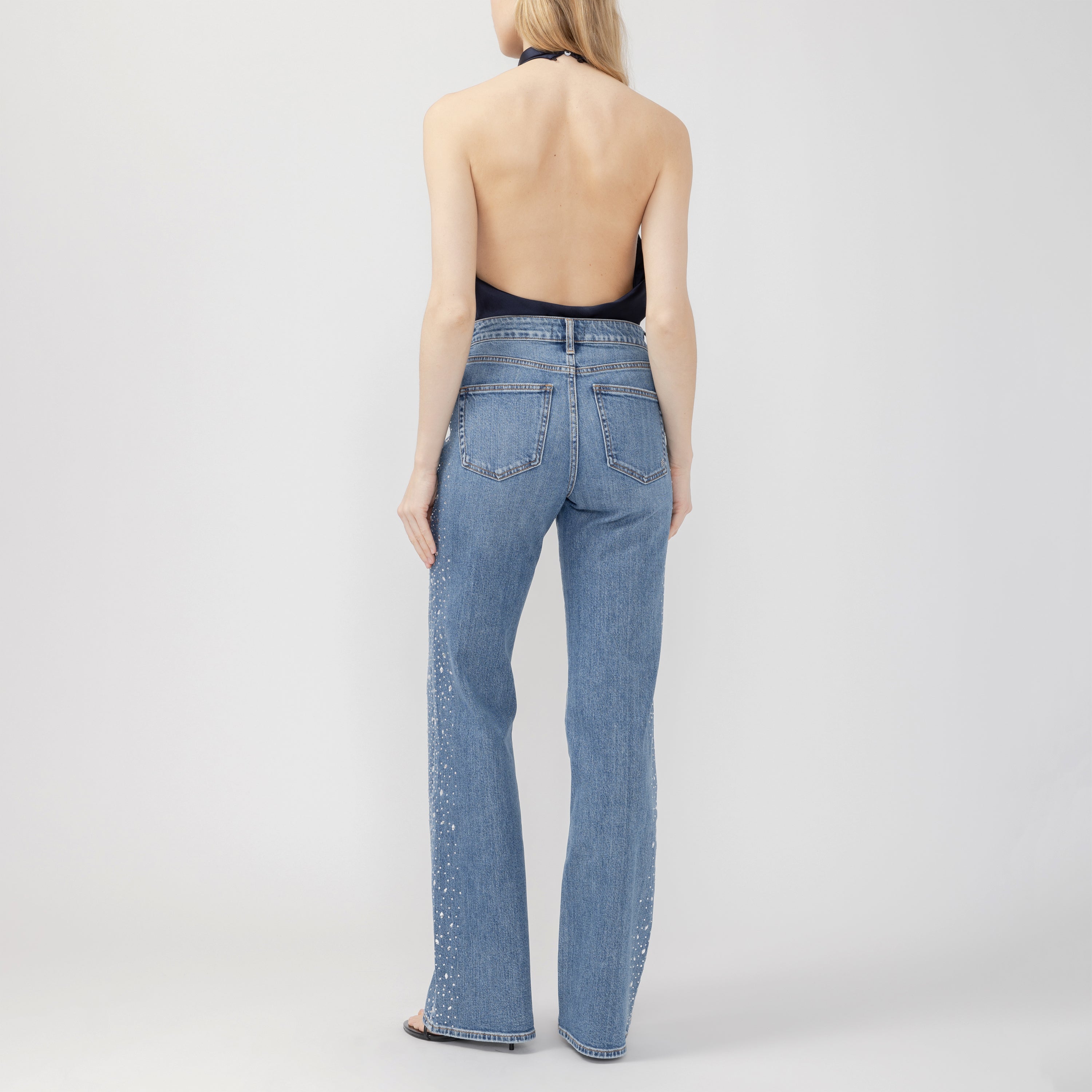Avery Trouser Leg Rhinestone Jeans