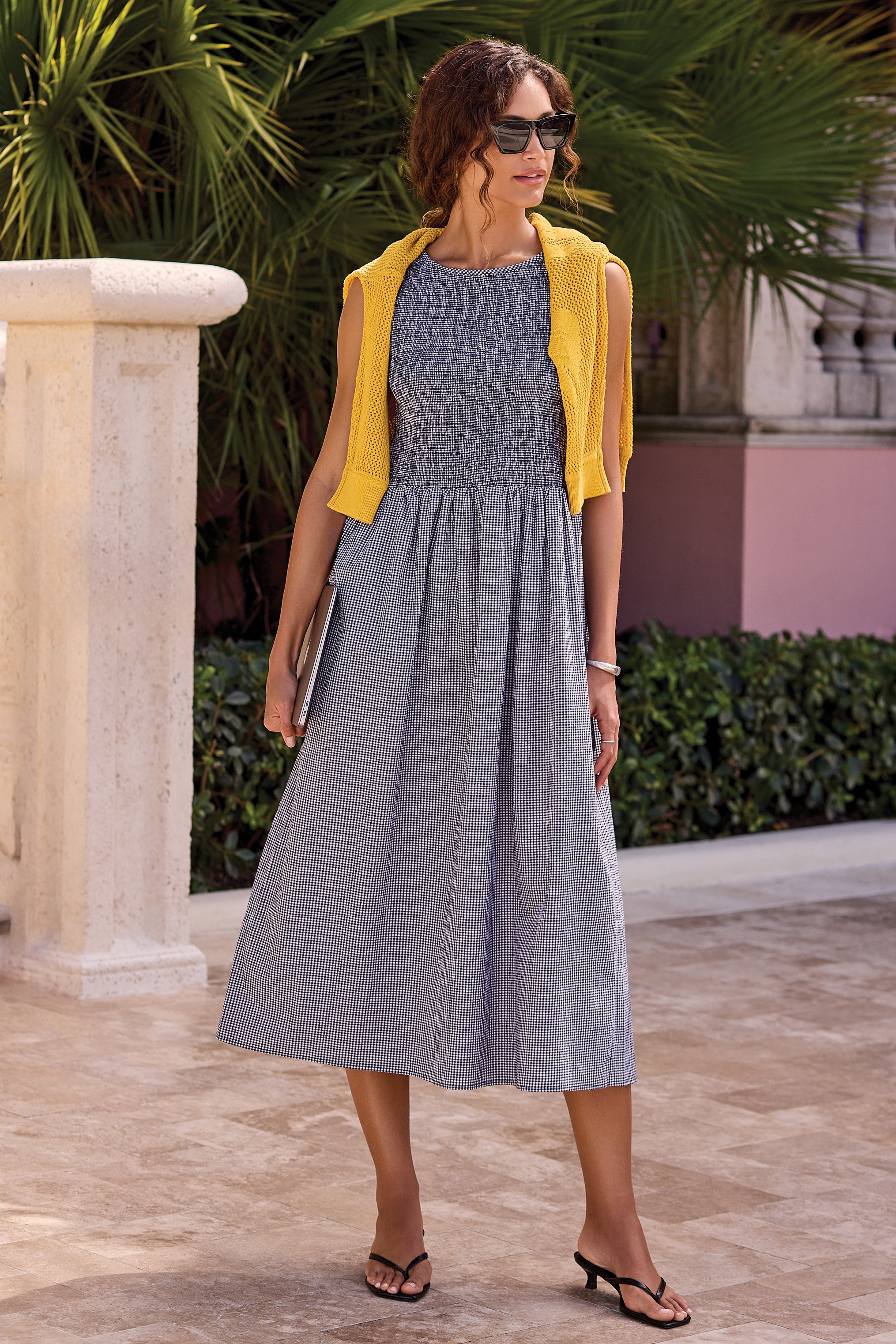 Sleeveless Ruched Midi Dress