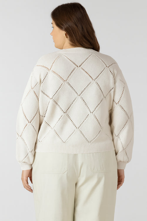 Embroidered Pointelle Cardigan | Plus