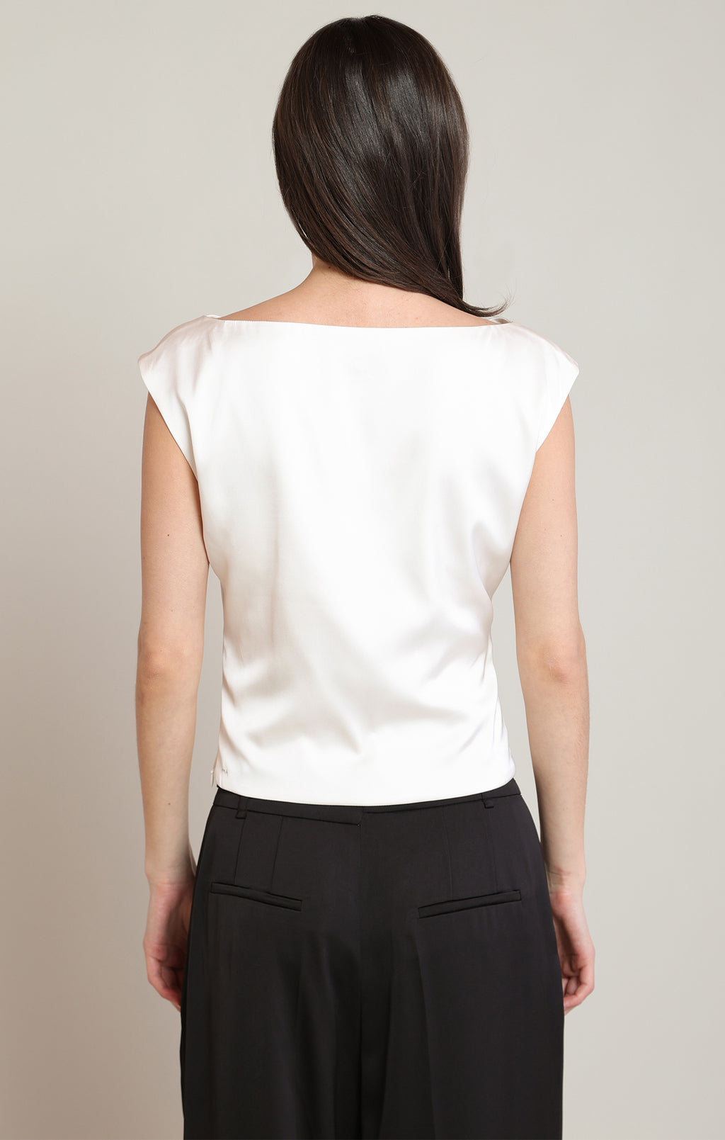 Draped Faux Satin Blouse
