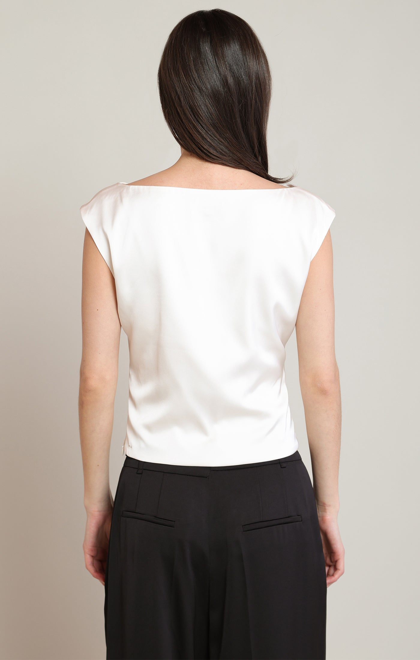 Draped Faux Satin Blouse