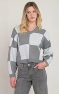 Colour Block V-Neck Sweater