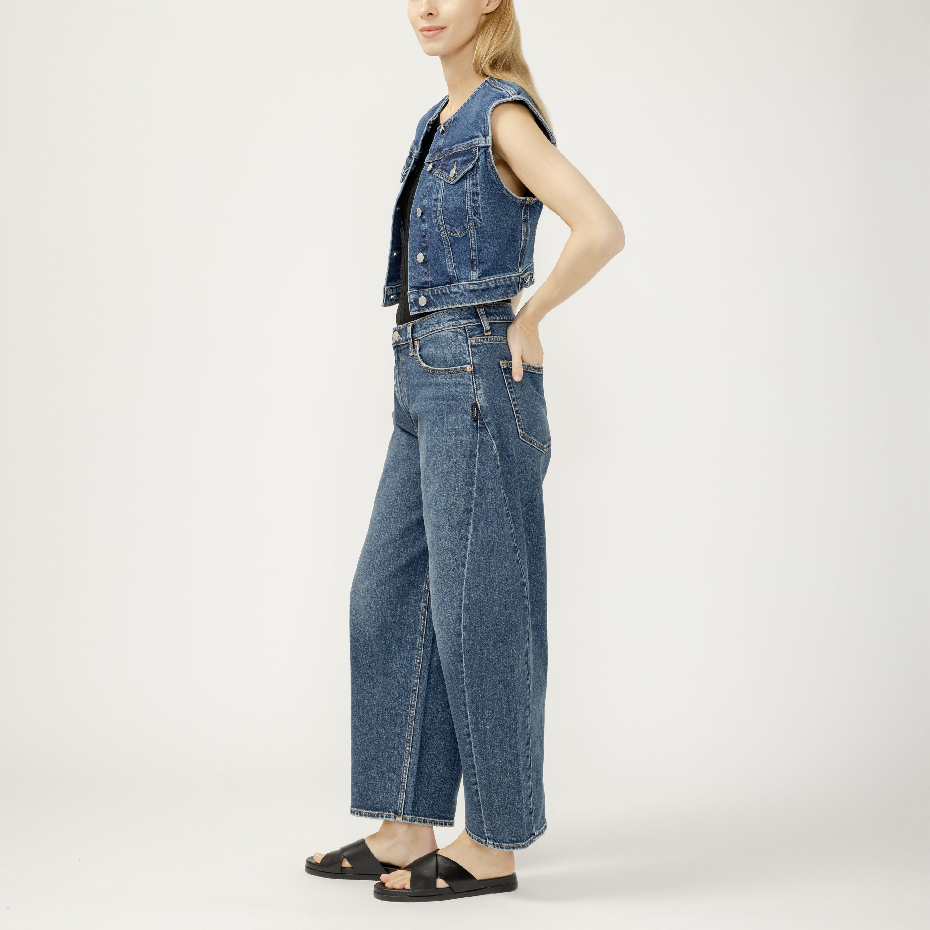 Cropped Denim Vest