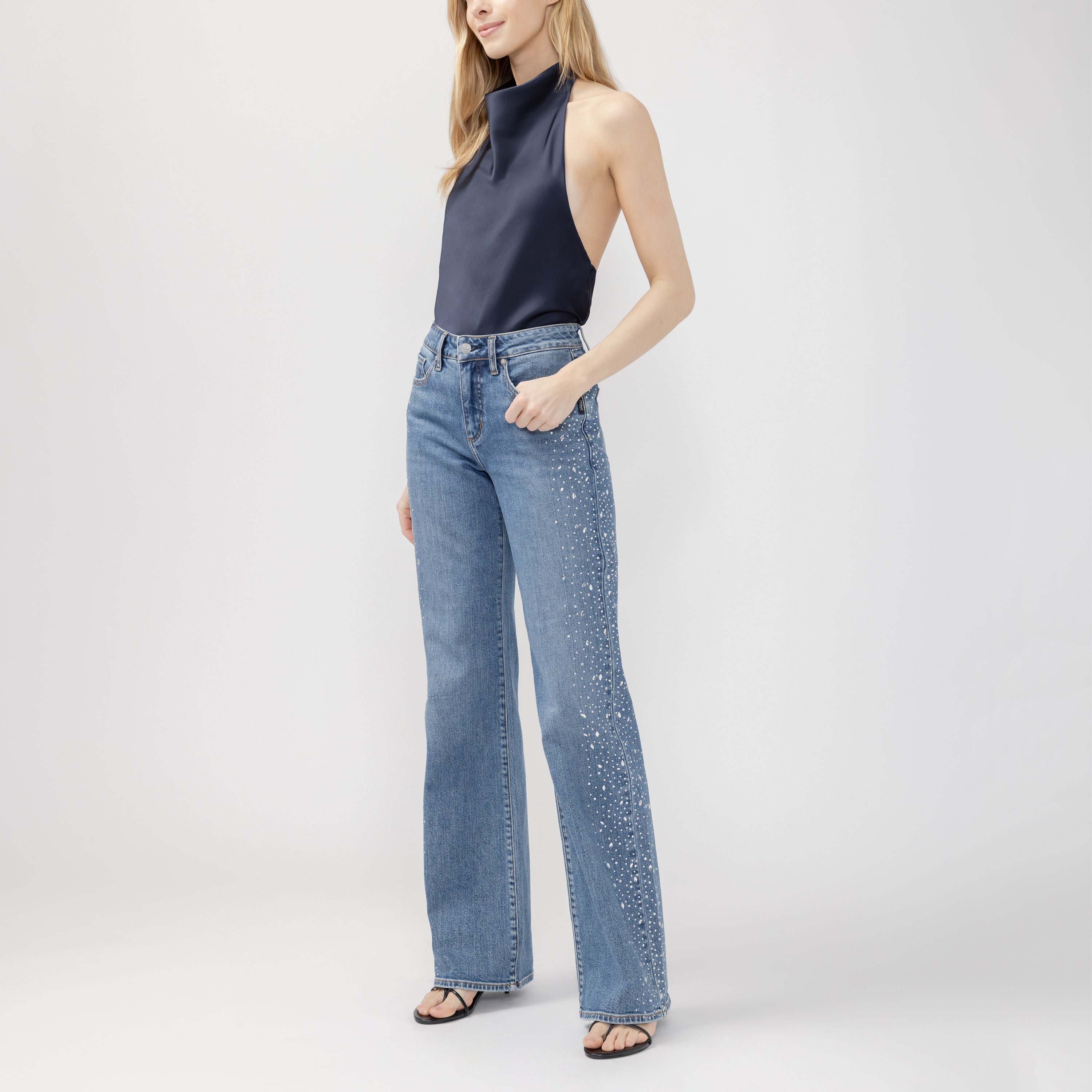 Avery Trouser Leg Rhinestone Jeans