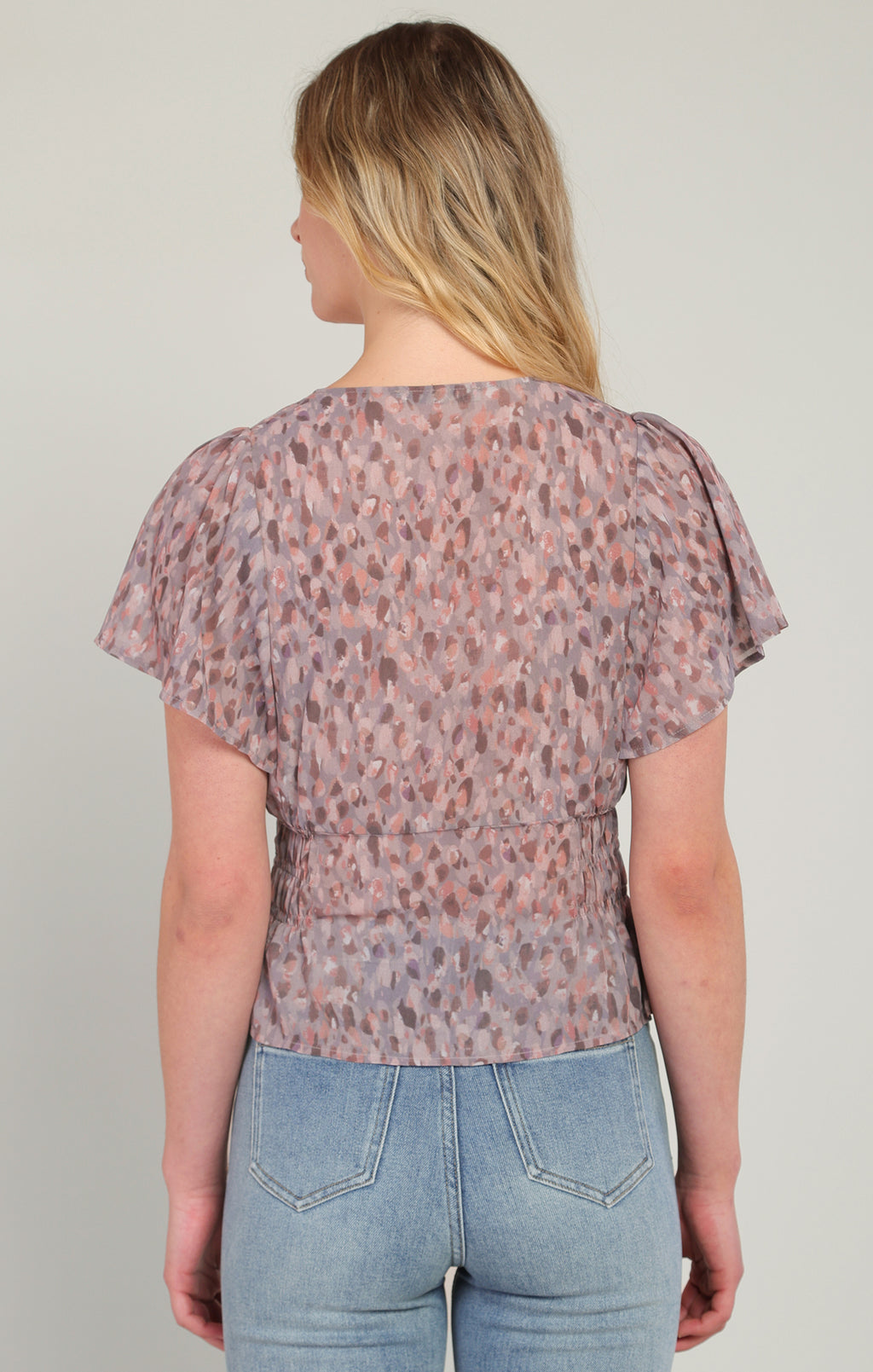 Smocked Waist Short Sleeve Blouse