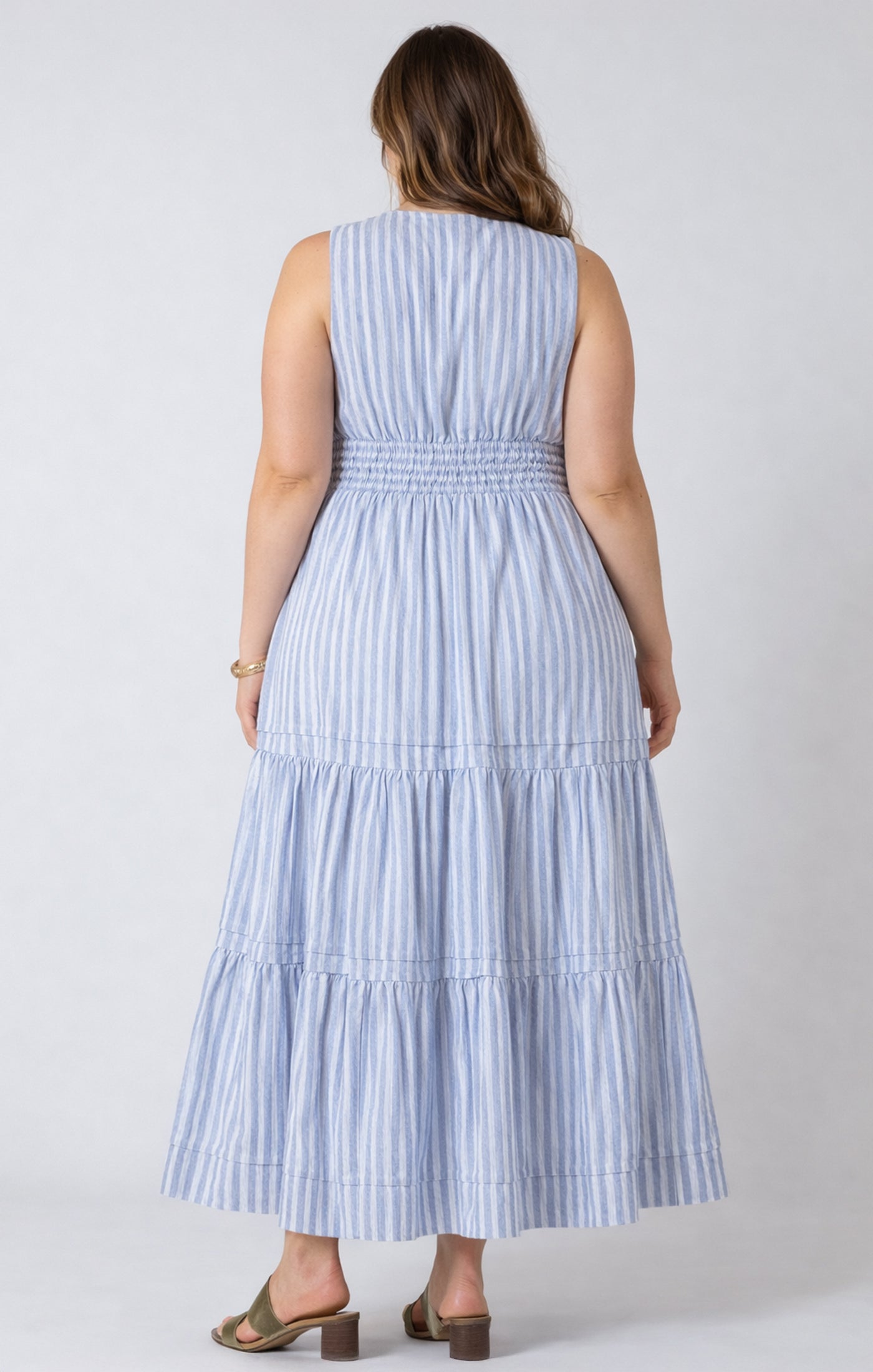 Pleat Detail Smocked Waist Midi Dress | Plus