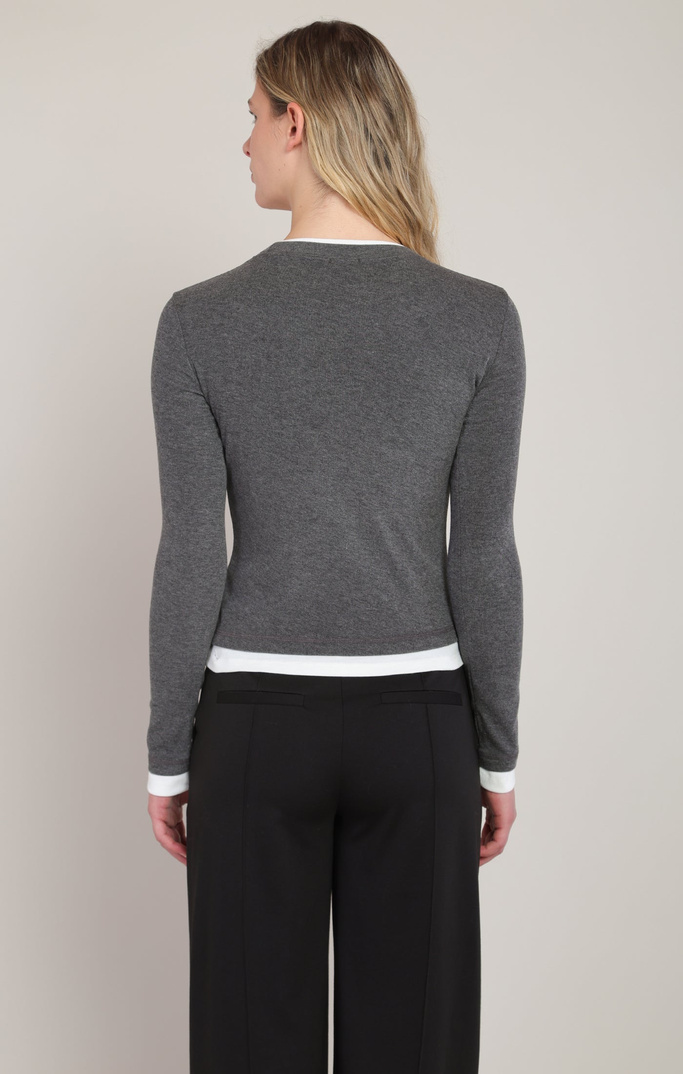 Layered Look Crew Neck Long Sleeve Shirt