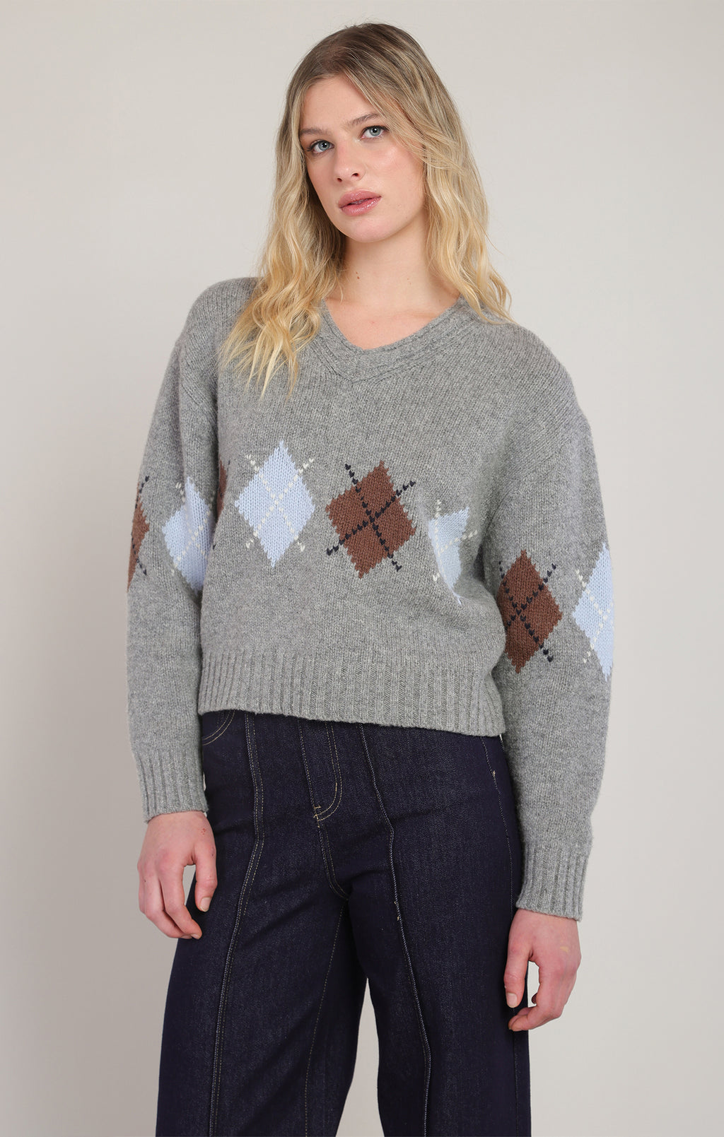 Argyle V-Neck Sweater