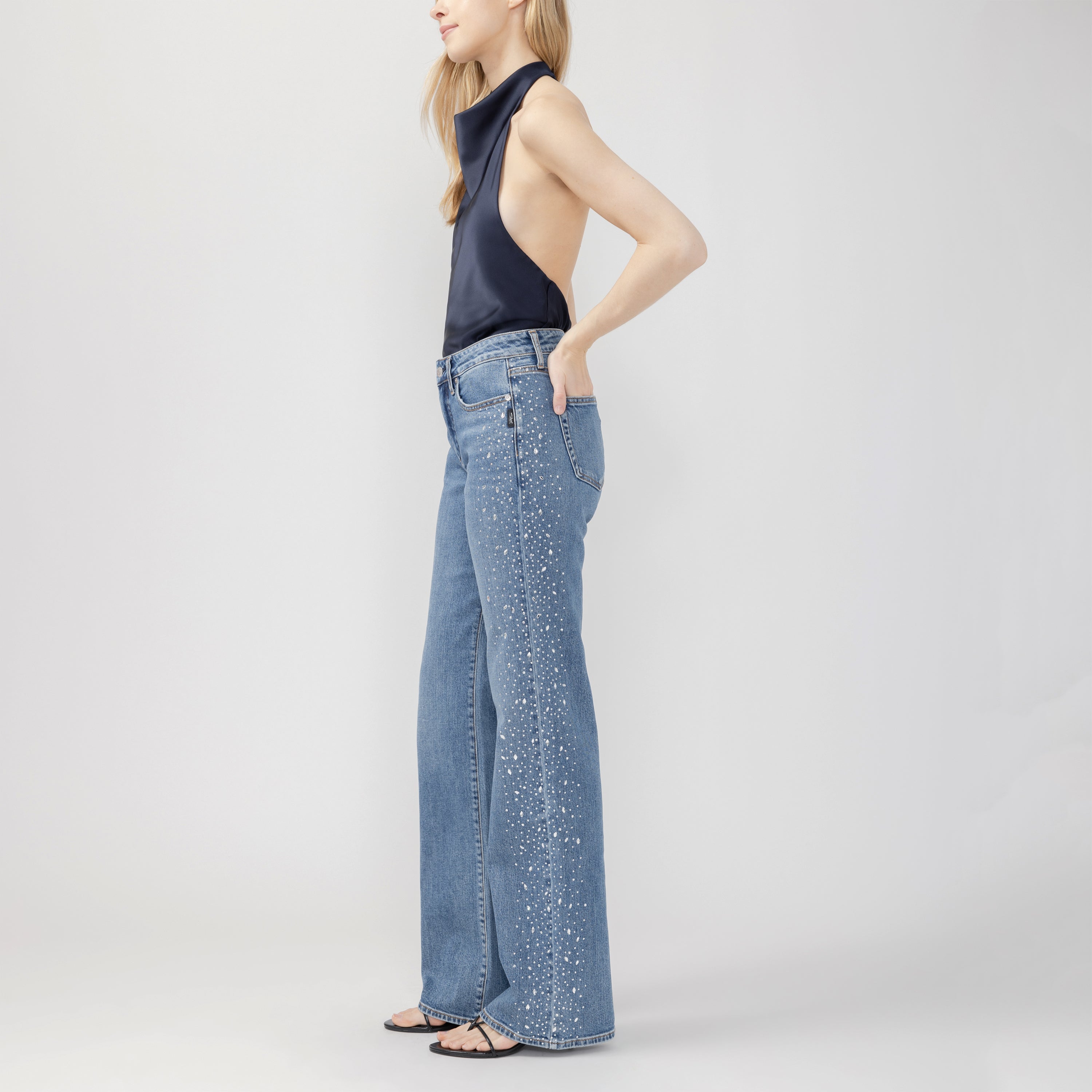 Avery Trouser Leg Rhinestone Jeans