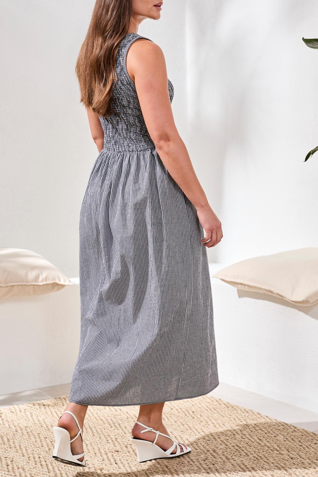 Sleeveless Ruched Midi Dress