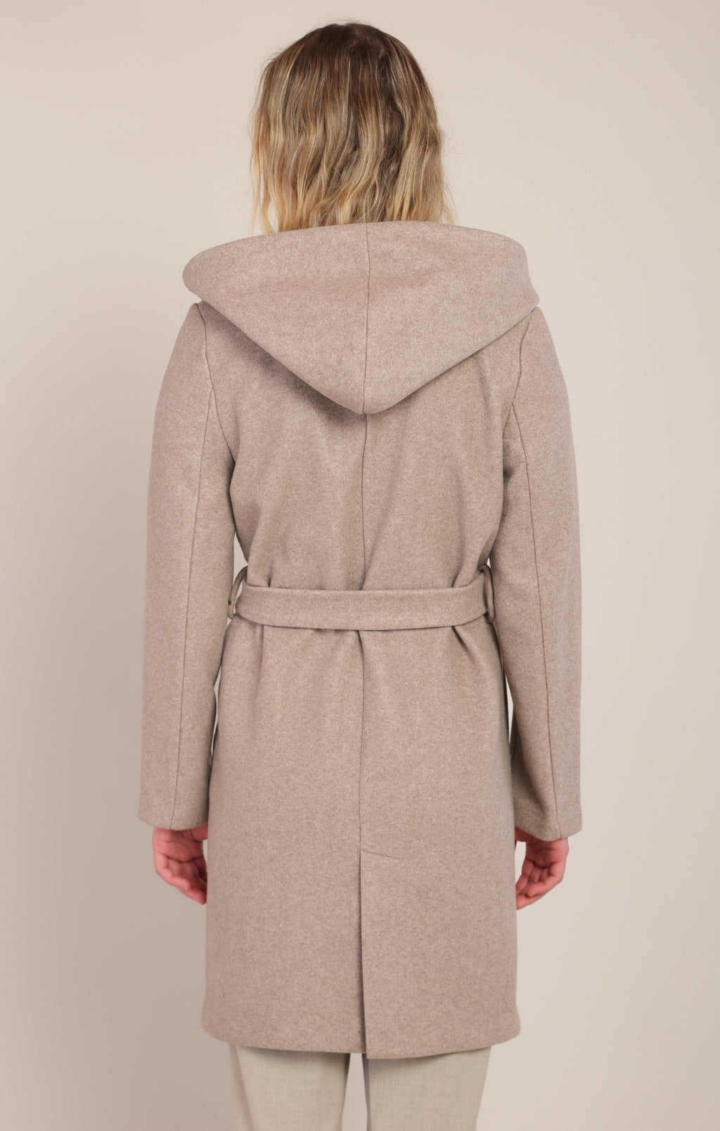 Belted Double Button Hooded Coat