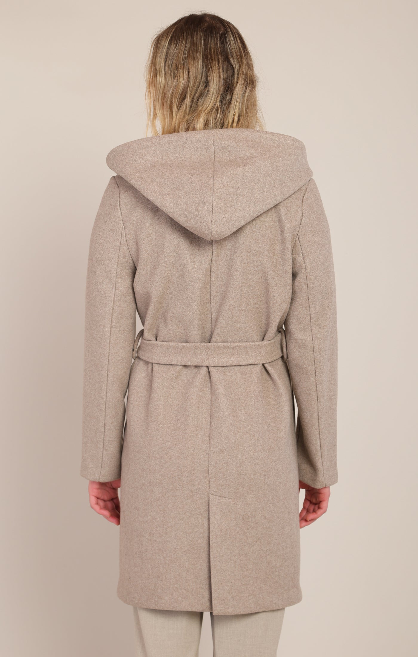 Belted Double Button Hooded Coat