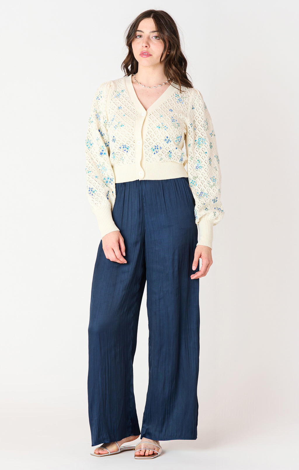 Pointelle Embroidered Cardigan