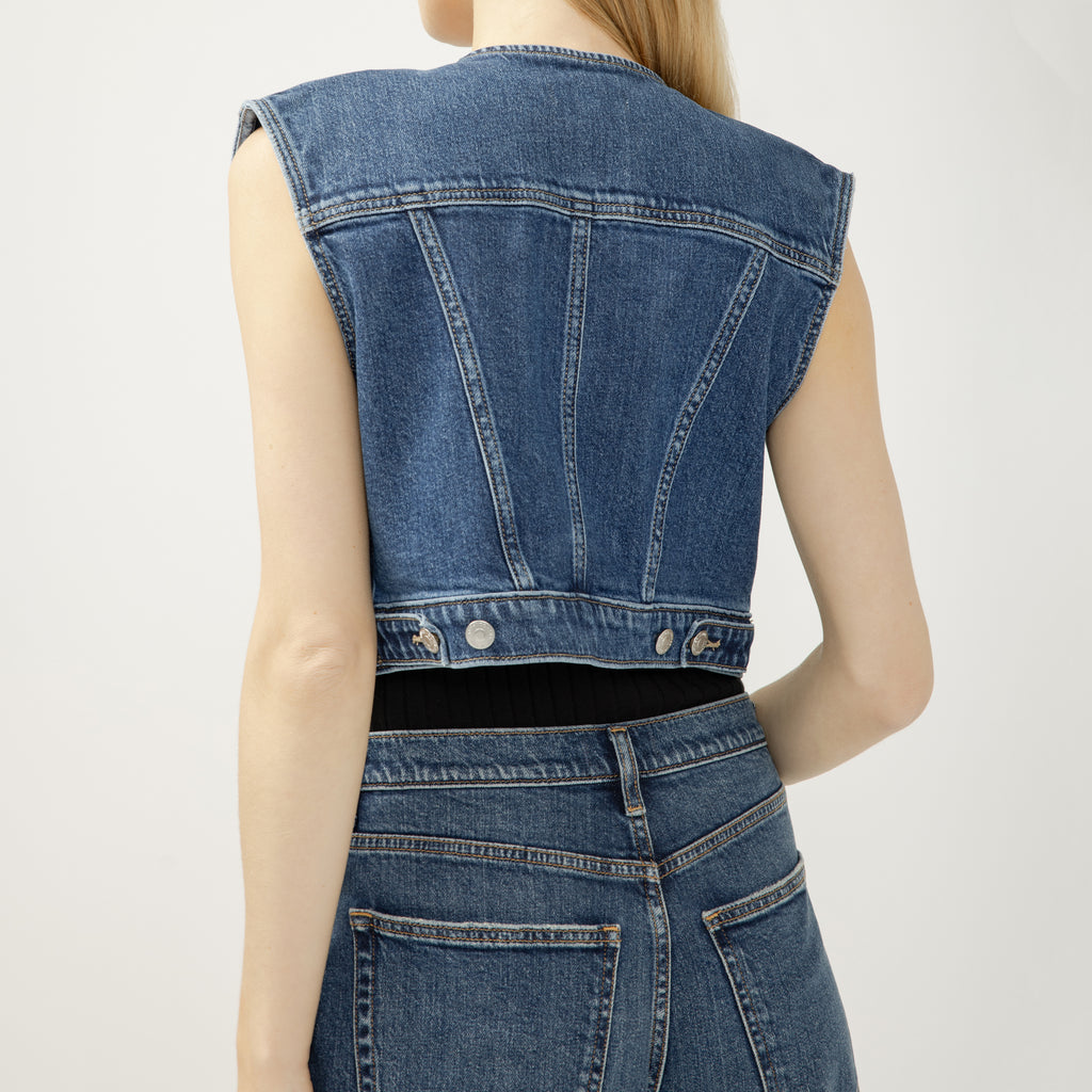 Cropped Denim Vest