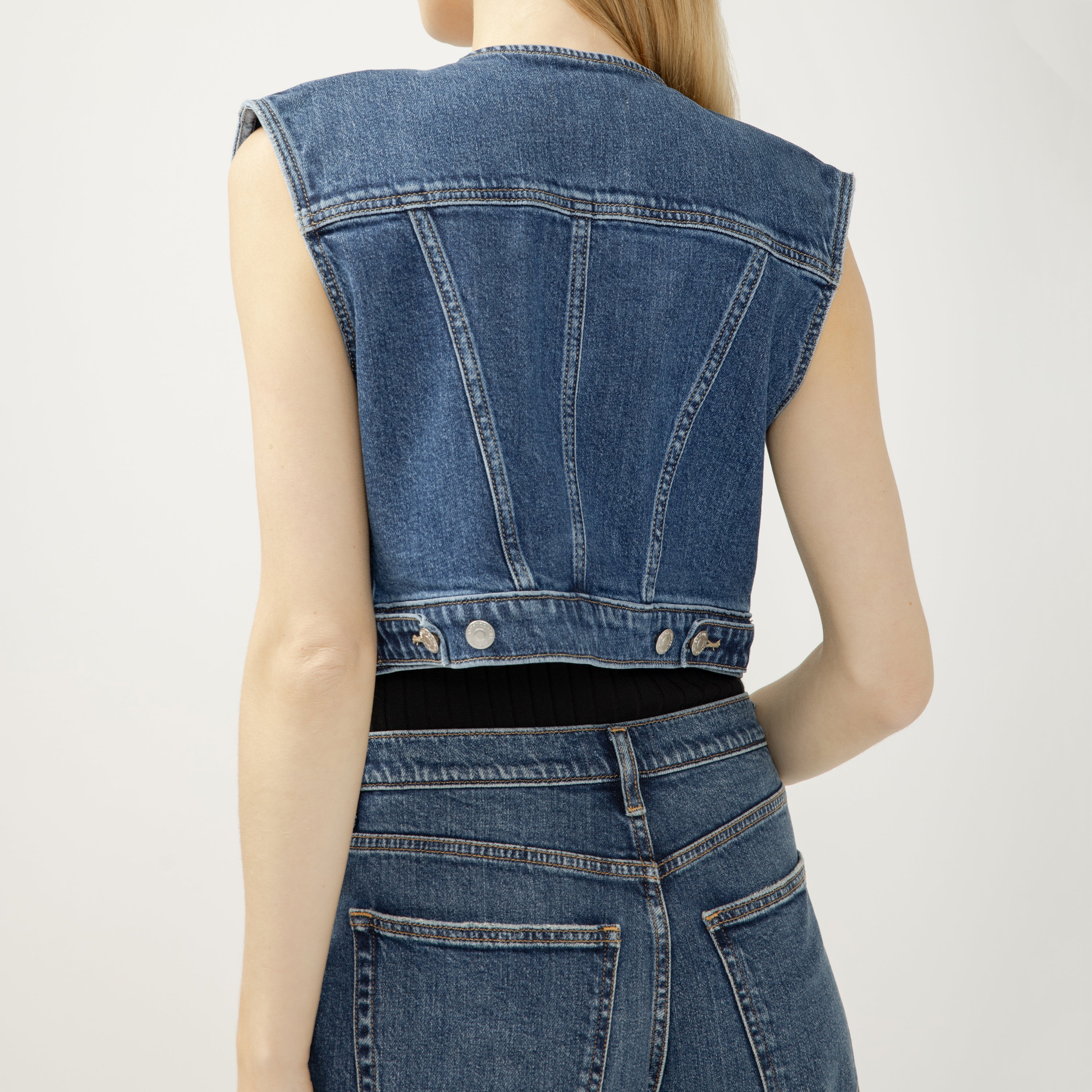 Cropped Denim Vest