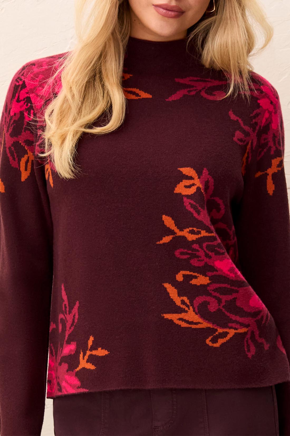 Double Knit Funnel Neck Long Sleeve Sweater