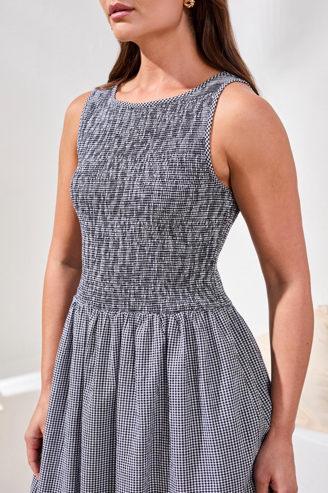 Sleeveless Ruched Midi Dress