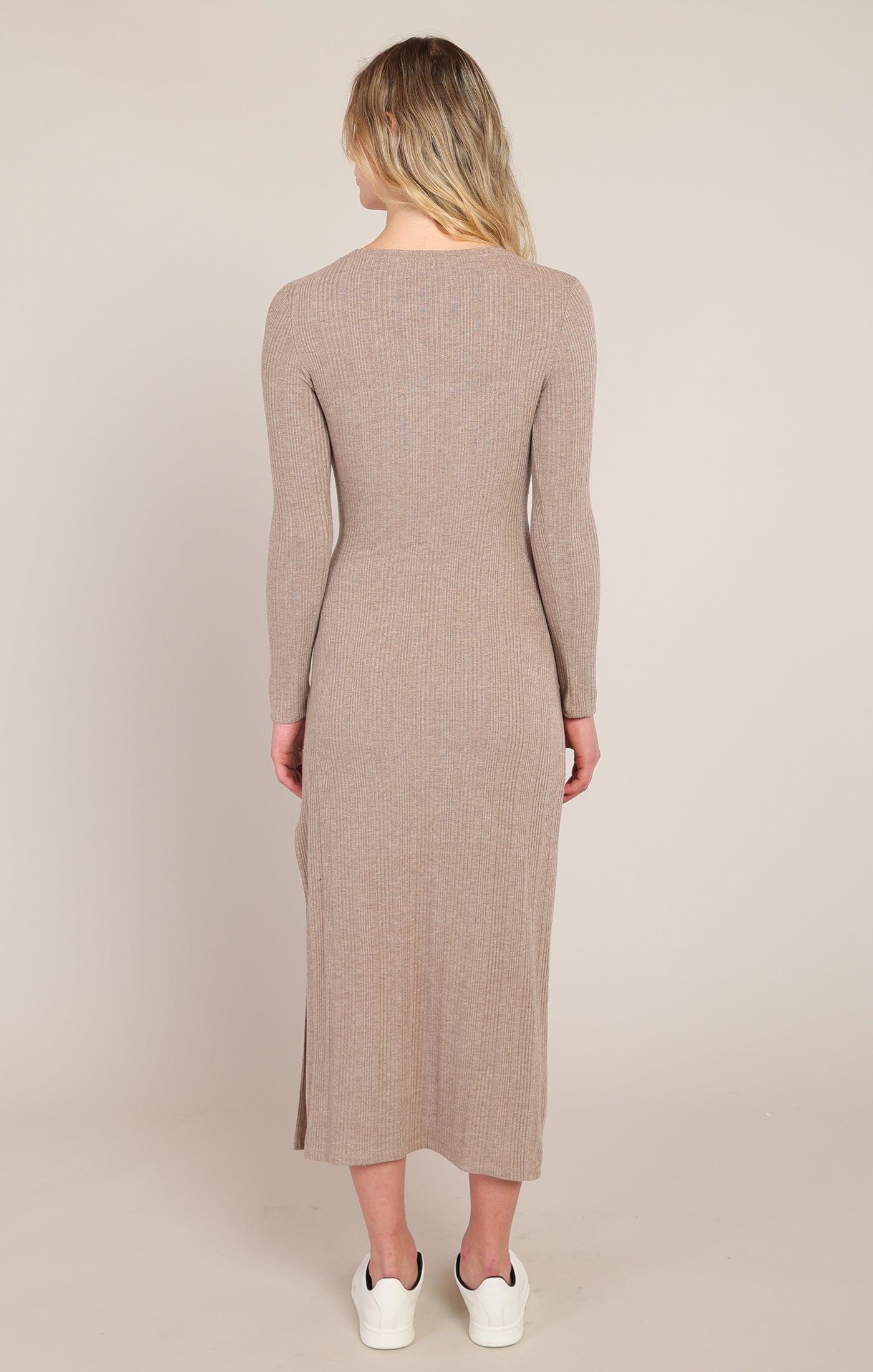 Long Sleeve Knot Waist Midi Dress