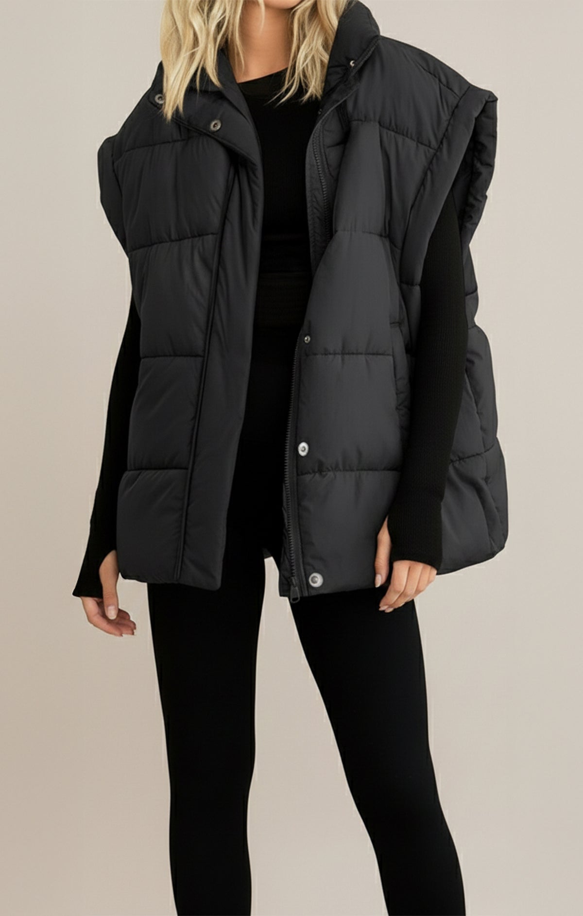 Quilted Oversized Boxy Puffer Vest