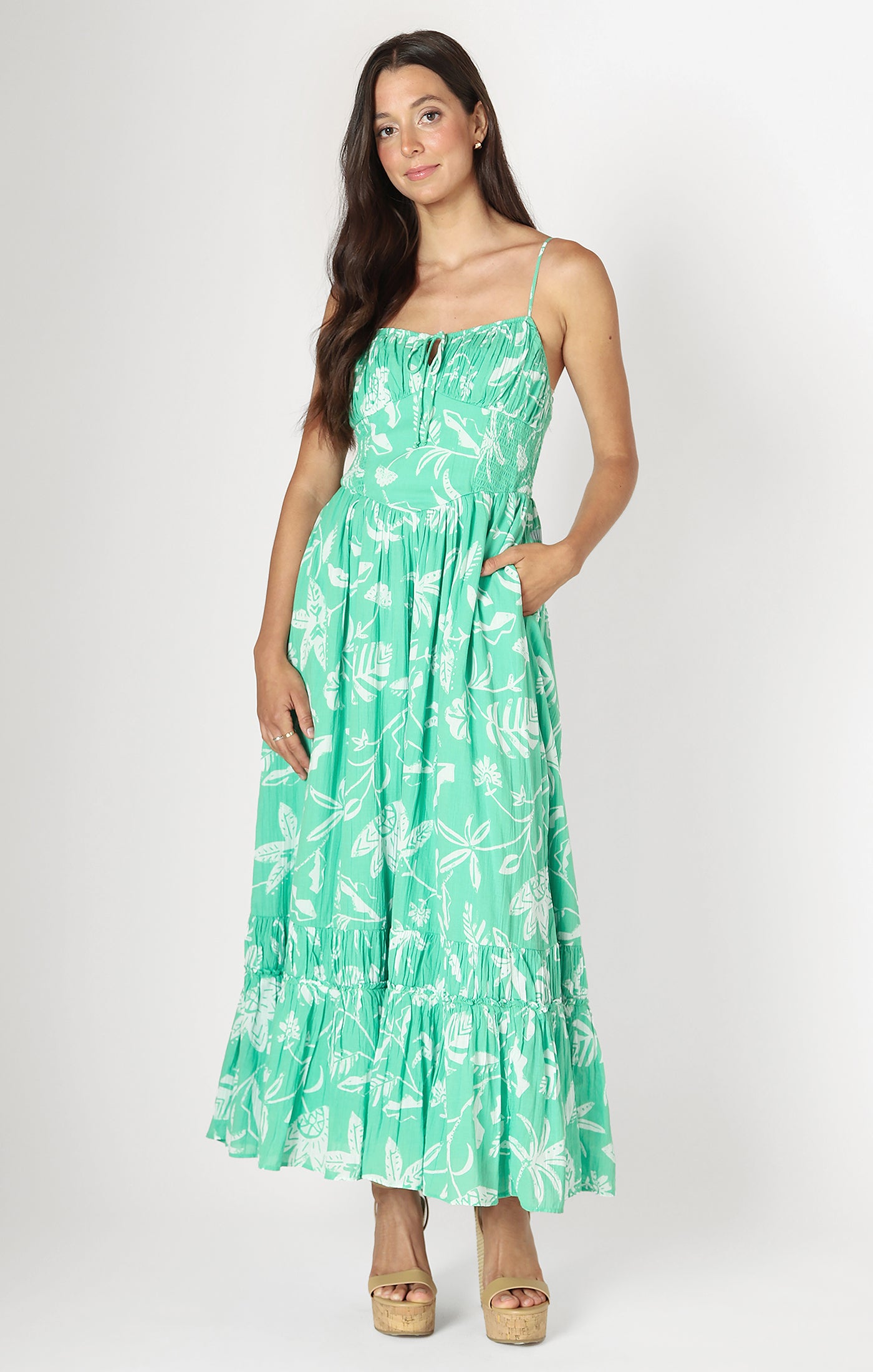 Sleeveless Corset Tiered Maxi Dress