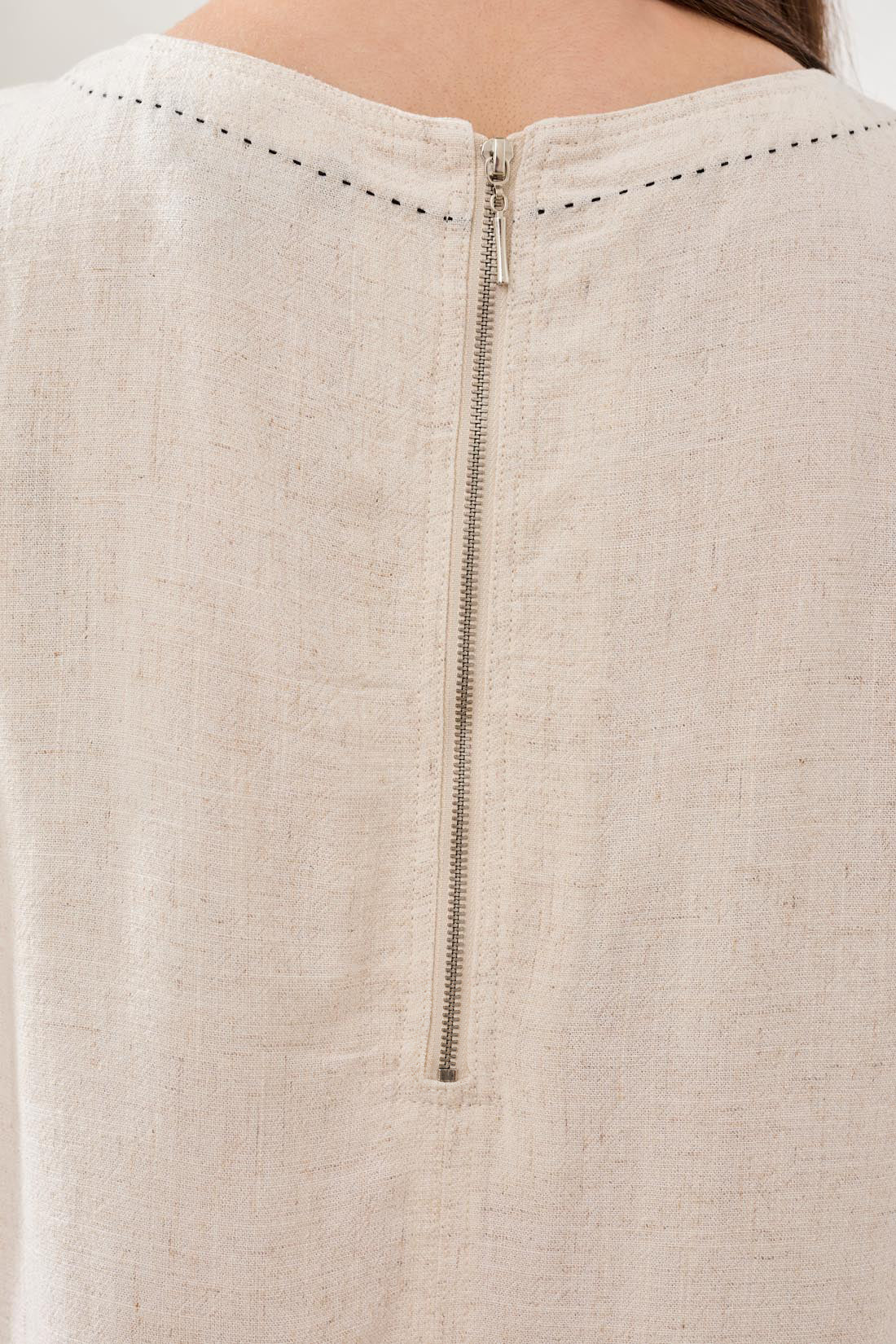 Sleeveless Dress with Saddle Stitch Detail