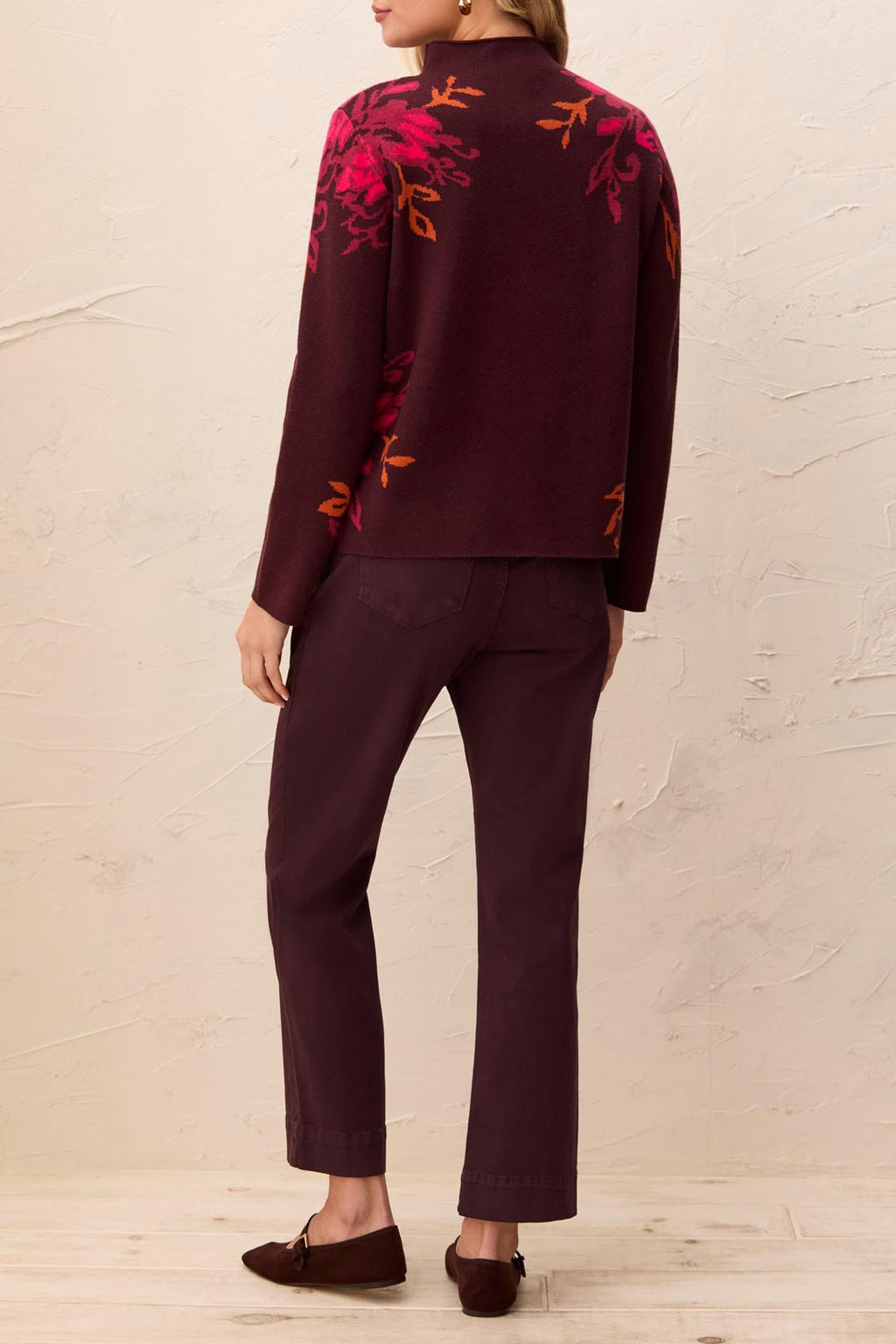 Double Knit Funnel Neck Long Sleeve Sweater