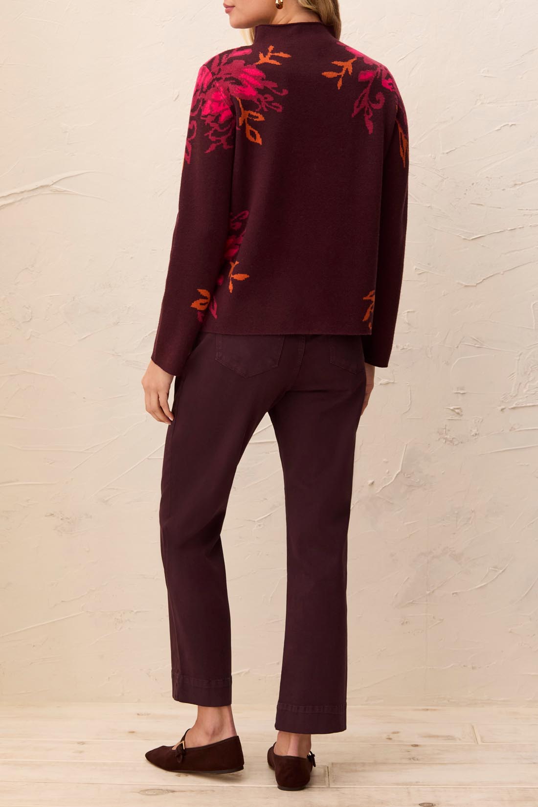 Double Knit Funnel Neck Long Sleeve Sweater