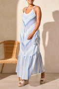 Lined Chevron Print Maxi Dress
