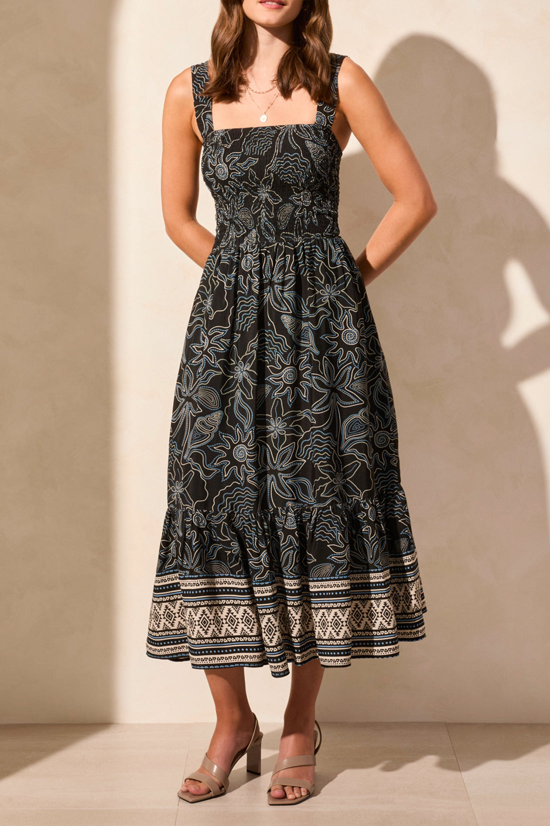 Sleeveless Ruched Midi Dress