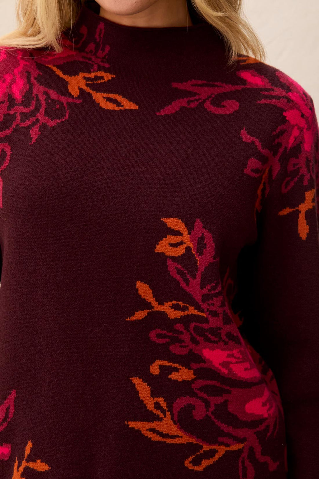 Double Knit Funnel Neck Long Sleeve Sweater