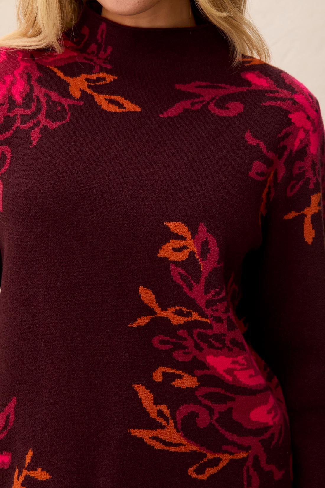 Double Knit Funnel Neck Long Sleeve Sweater