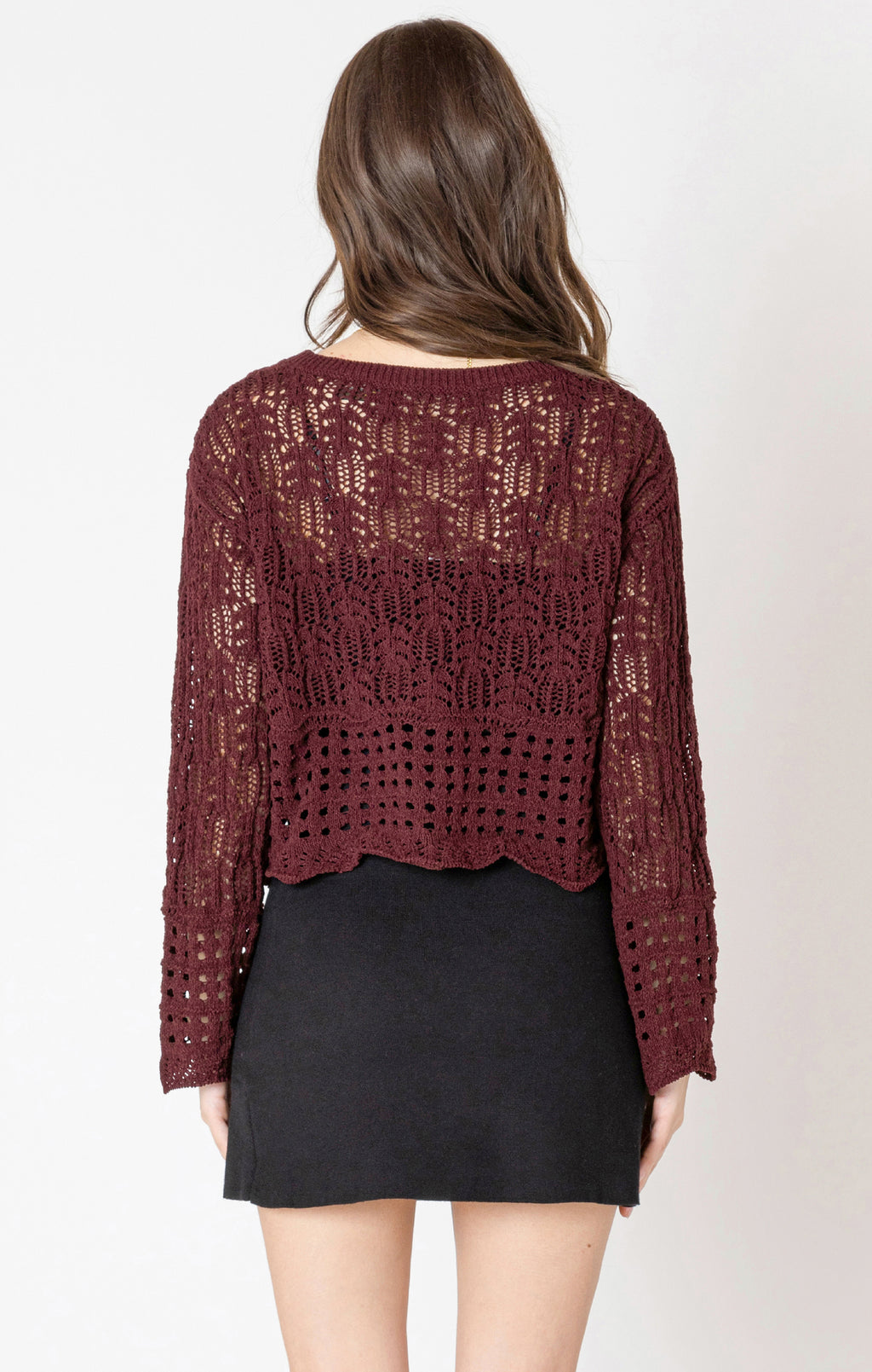 Open Stitch Wavy Hem Sweater