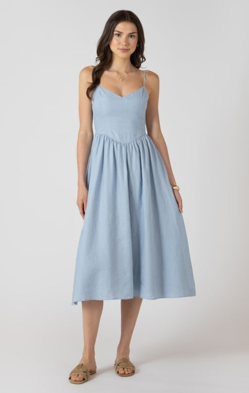 v waist midi dress Avec Les Filles Stretch Cotton Poka Dot Halter Midi Dress Women's : 12