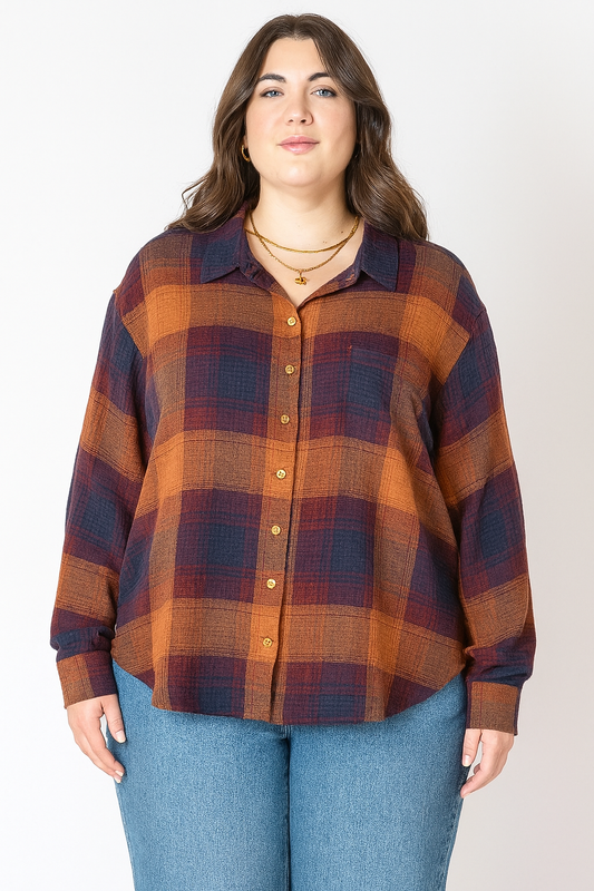 Textured Plaid Shirt | Plus