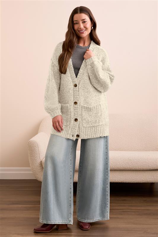 Oversized Puff Sleeve Sweater Cardigan