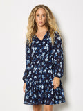 Chiffon Long Sleeve Floral Print Mini Dress