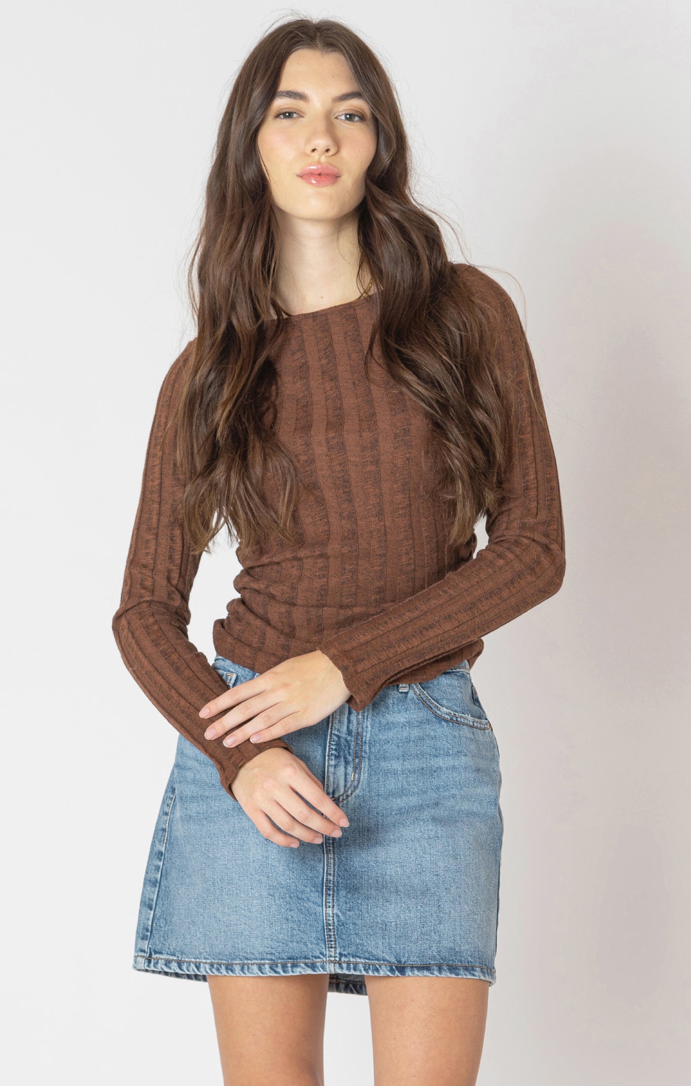Wide Ribbed Long Sleeve Top