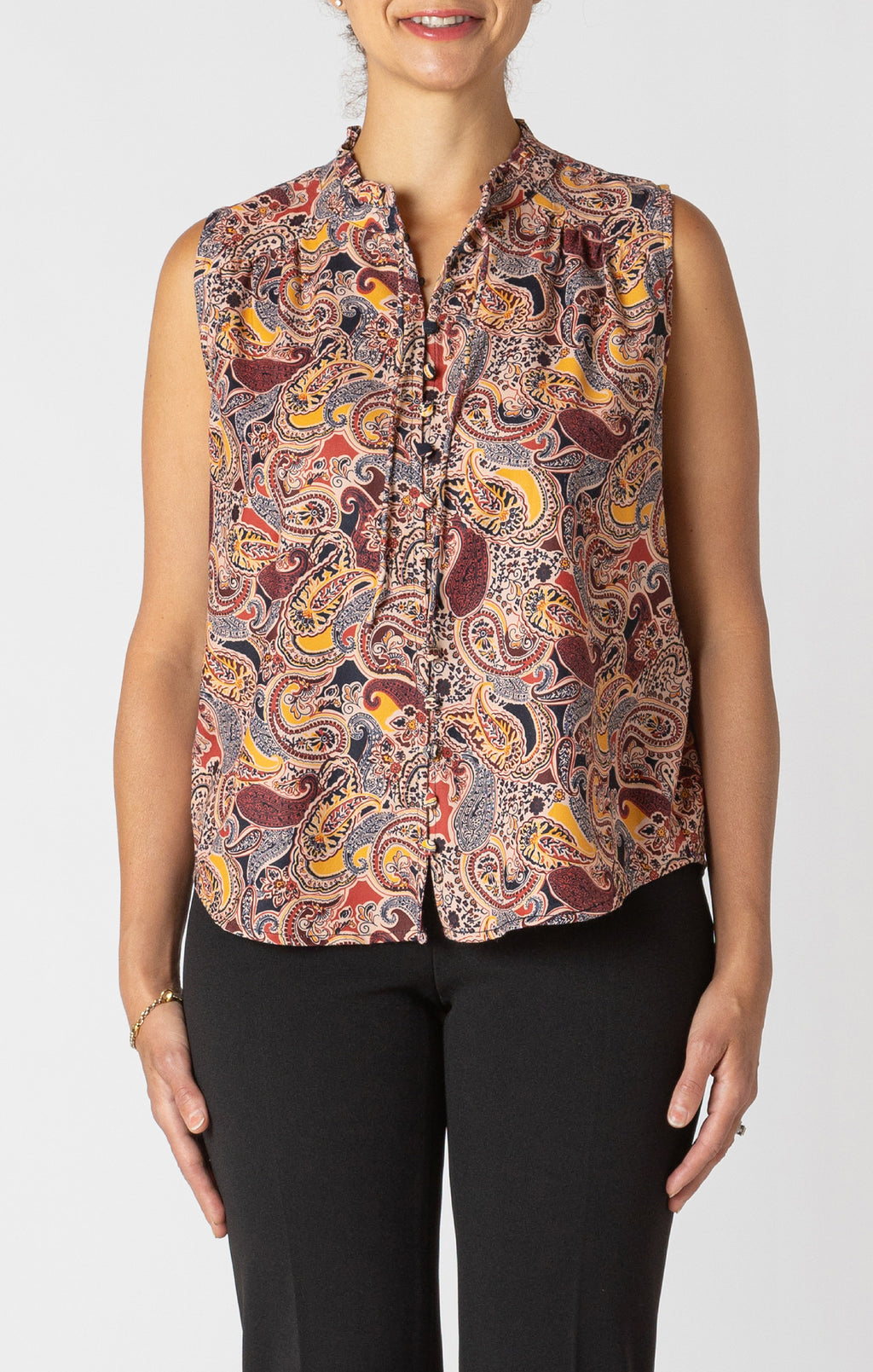 Paisley Print Sleeveless Blouse