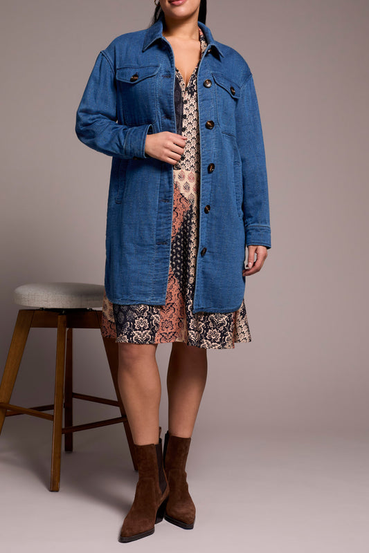 Long Button Front Quilted Jacket