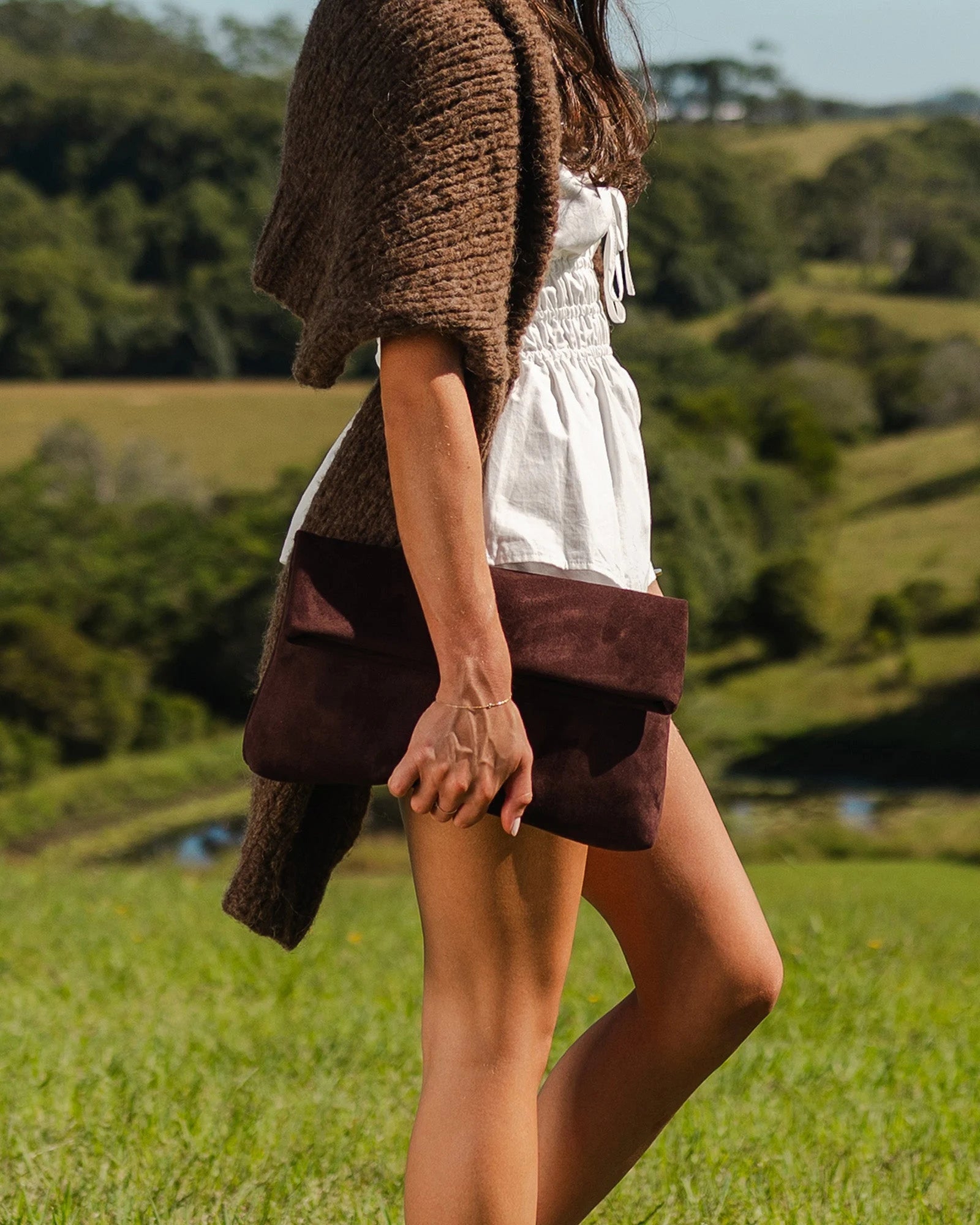 Luka Suede Clutch Crossbody